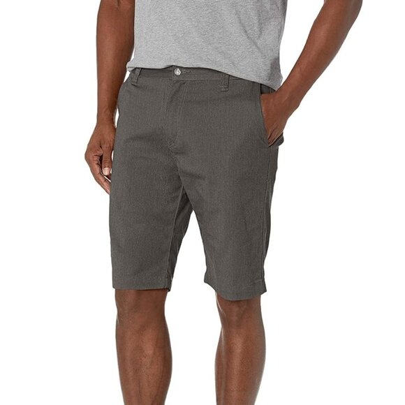 Volcom VMonty Charcoal Gray Heather Flat Front Shorts Skater Style | Size 32 - Picture 1 of 15